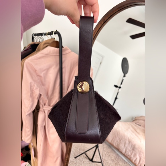 Madewell faux fur chocolate brown wristlet bag - Picture 3 of 5